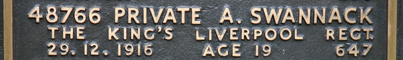 Arthur's inscription on the CWGC Memorial, Epsom Arthur's inscription on the CWGC Memorial, Epsom