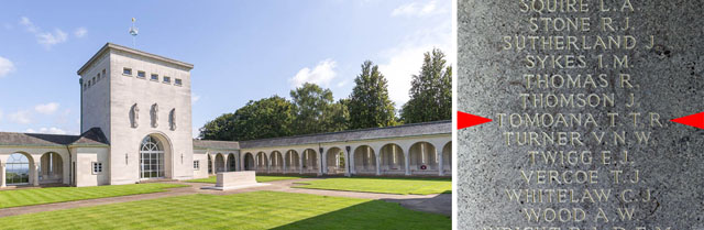 The RAF Runnymede memorial and Hawea's entry on Panel 199 The RAF Runnymede memorial and Hawea's entry on Panel 199