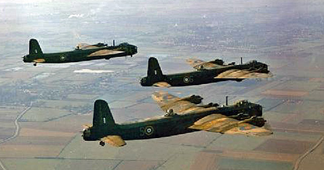 Three Short Stirlings (of 1651 HCU) over Cambridge, 1942 Three Short Stirlings (of 1651 HCU) over Cambridge, 1942