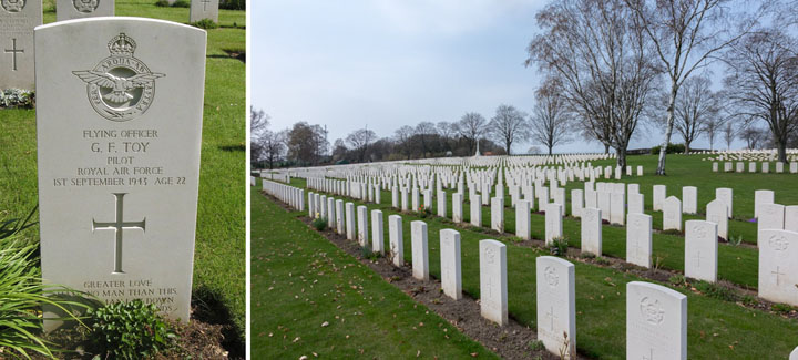 Gordon's headstone and the Hanover War Cemetery Gordon's headstone and the Hanover War Cemetery