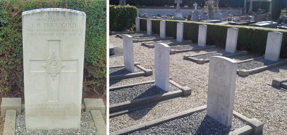 Charles's headstone and the Vernon Communal Cemetery Charles's headstone and the Vernon Communal Cemetery