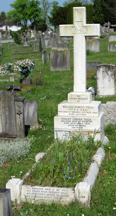 William's headstone in Epsom Cemetery William's headstone in Epsom Cemetery