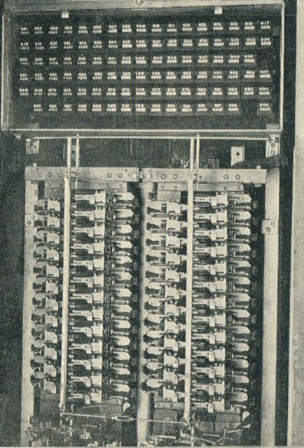 The Line switch unit showing subscribers' meters at top