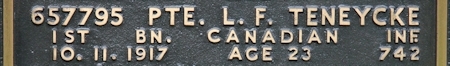 Leslie's inscription on the CWGC memorial Epsom.