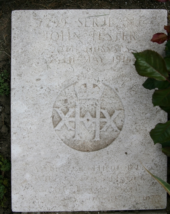 John Tester's headstone in the Boulogne Eastern Cemetery