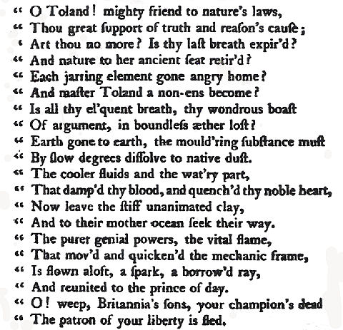 Toland's epitaph
