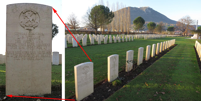 Leslie's headstone in the the Cassino War Cemetery. Leslie's headstone in the the Cassino War Cemetery.