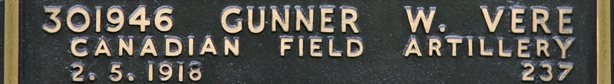Walter's inscription on the CWGC memorial Epsom.