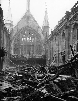 The gutted Great Hall of London's Guildhall on 30 December 1940. The gutted Great Hall of London's Guildhall on 30 December 1940.