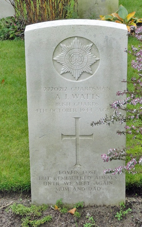 Alfred's headstone in the Jonkerbos War Cemetery, Normandy. Alfred's headstone in the Jonkerbos War Cemetery, Normandy.