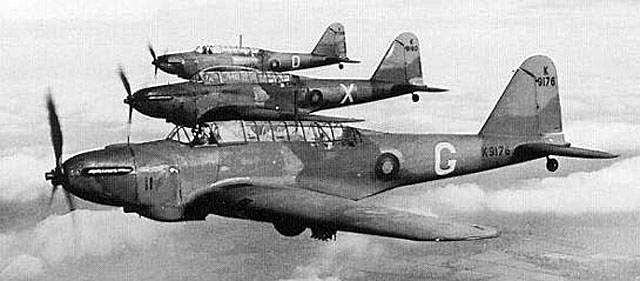 Fairey Battle light bombers in formation