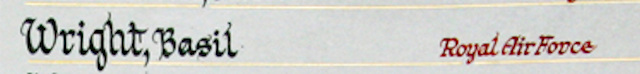 Basil's entry in the Borough's Book of Remembrance