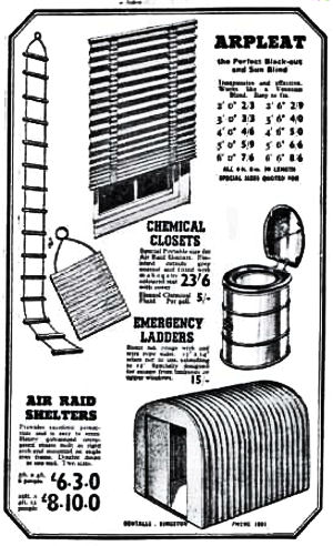 Air raid supplies advert