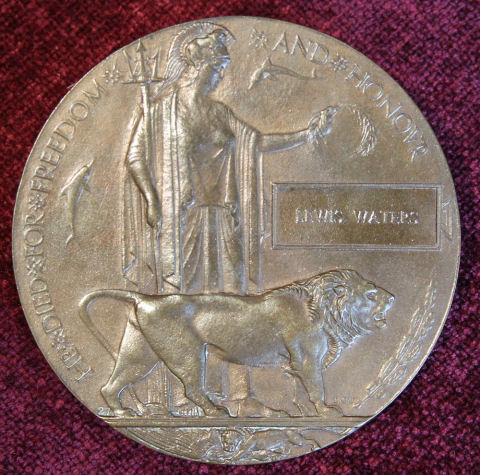 Lewis Waters Bronze Death Plaque (Or The Soldier's Penny) Lewis Waters Bronze Death Plaque (Or The Soldier's Penny)