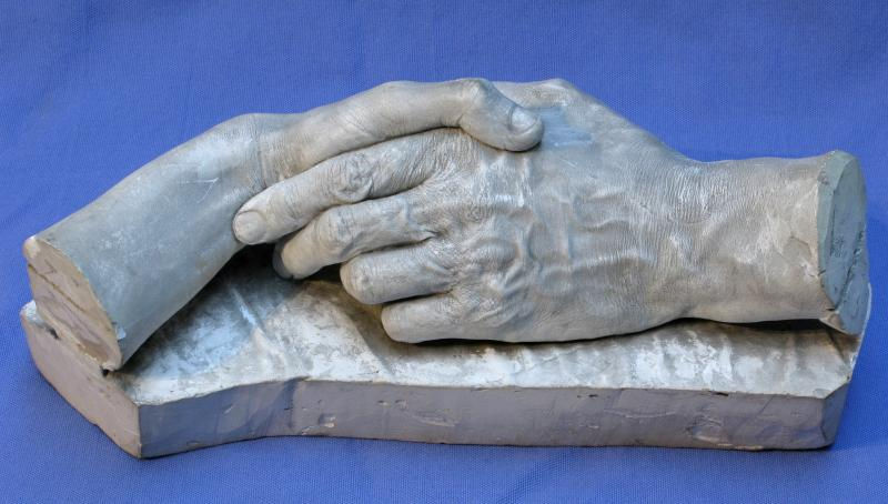 The hands of George and Mary Watts on their wedding day.