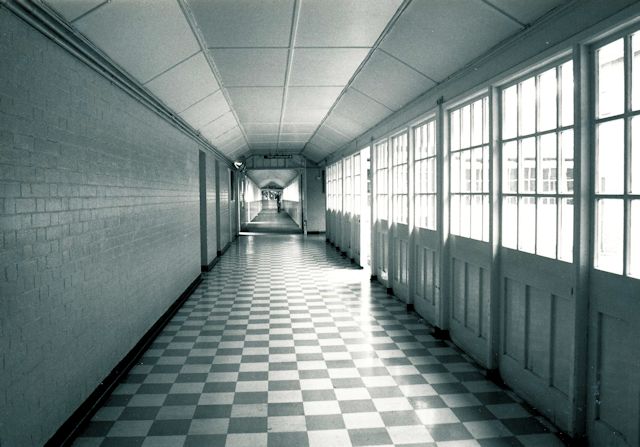 One of the long corridors in West Park Hospital 19 June 1991 One of the long corridors in West Park Hospital 19 June 1991