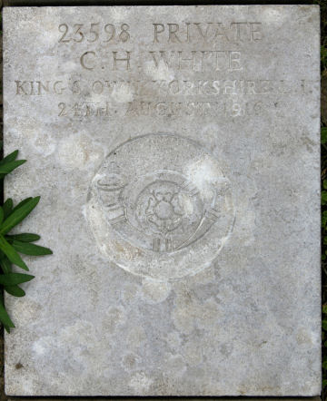 Charles' headstone in Boulogne Eastern Military Cemetery Charles' headstone in Boulogne Eastern Military Cemetery