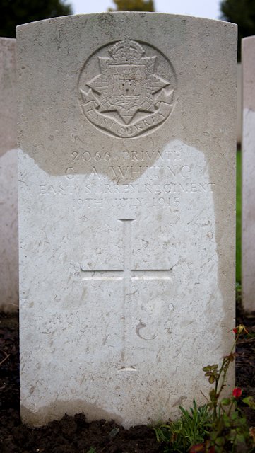 Charles' headstone in Bailleul Communal Extension, France Charles' headstone in Bailleul Communal Extension, France