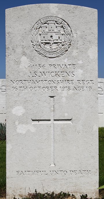 John's Headstone in St. Aubert British cemetery John's Headstone in St. Aubert British cemetery