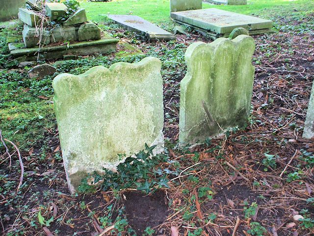 Gravestones raised in memory of Ann Williams, died 1777, and (to the right) her brother Henry Williams who followed her in 1789.