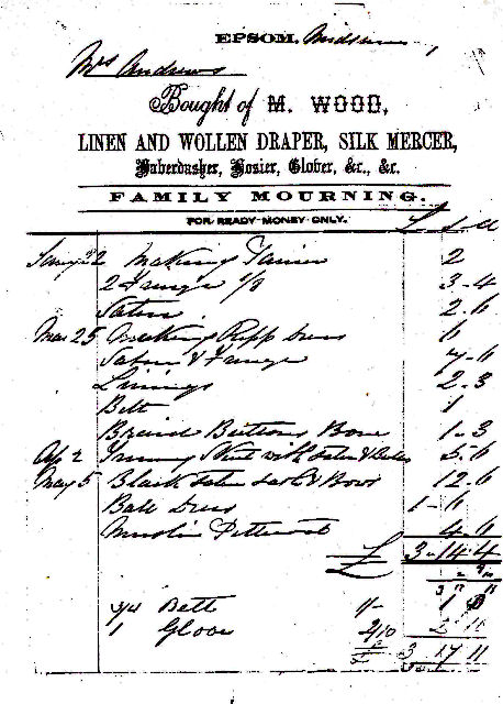 Receipt from M. Wood, Linen and Woollen Draper