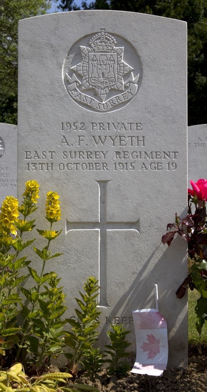 Allen's headstone in Canadian Cemetery No2, Neuville-St. Vaast Allen's headstone in Canadian Cemetery No2, Neuville-St. Vaast