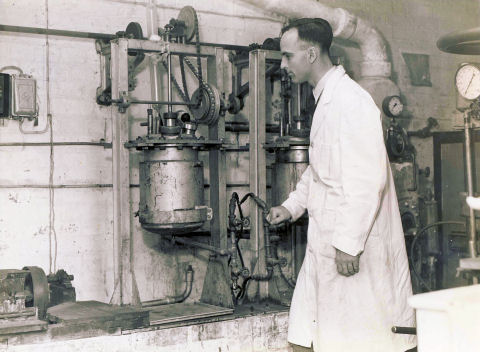 Interior view with Yarsley's Assistant Charles Minors
