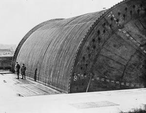 A 'Conundrum'., loaded with pipe, ready to be towed across the Channel.