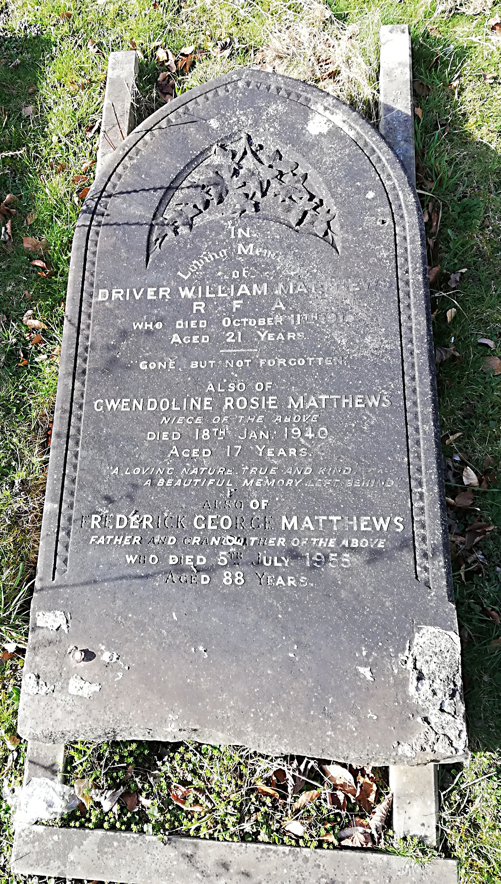 William's headstone in Epsom Cemetery William's headstone in Epsom Cemetery
